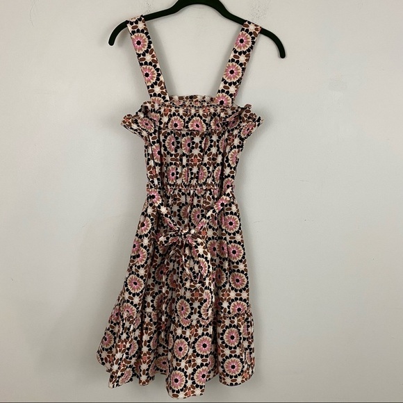 NWOT KATE SPADE geometric shirred pink and brown sundress - Picture 4 of 8